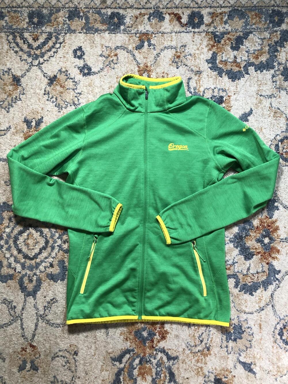 Oregon Ducks Jacket Womens Medium Green NCAA Football Columbia Fleece Full Zip
